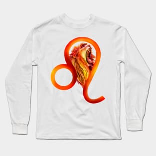 Firey Leo Zodiac Lion Long Sleeve T-Shirt